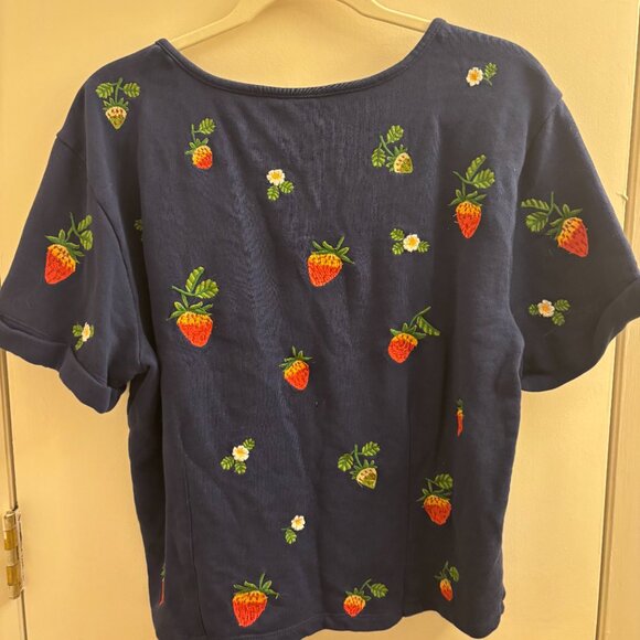 Maeve Anthropologie Short Sleeve Blue Top (size L) - Picture 2 of 4